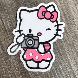 Hello Cat Photographer | Individual | Waterproof Sticker | Weatherproof Stickers | Scratch-Resistant | Vinyl Sticker | Party Favor