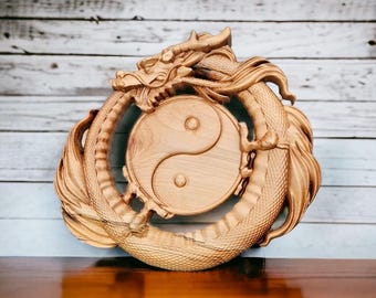 Sculpture 3D Dragon Ying Yang