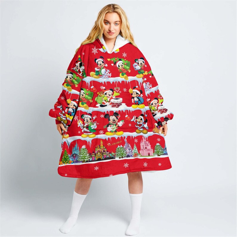 Mickey Mouse Red Christmas Disney Oodie Blanket Hoodie/snug Etsy