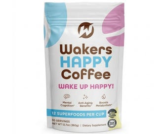 Wakers Happy Coffee, 12 Superfoods, Mental Cognition, Metabolism Boost (Dietary Supplement)
