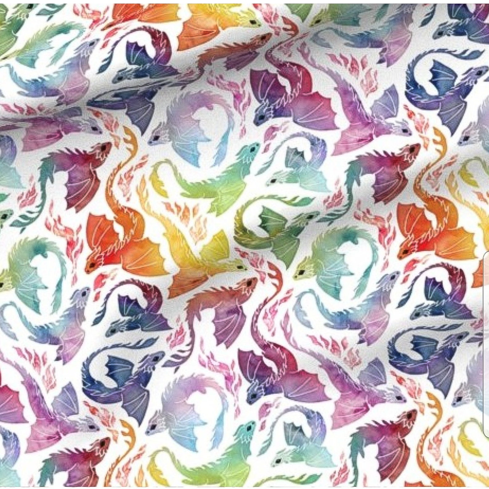 Rainbow Dragon Fabric Cotton Quilting Fabric Etsy