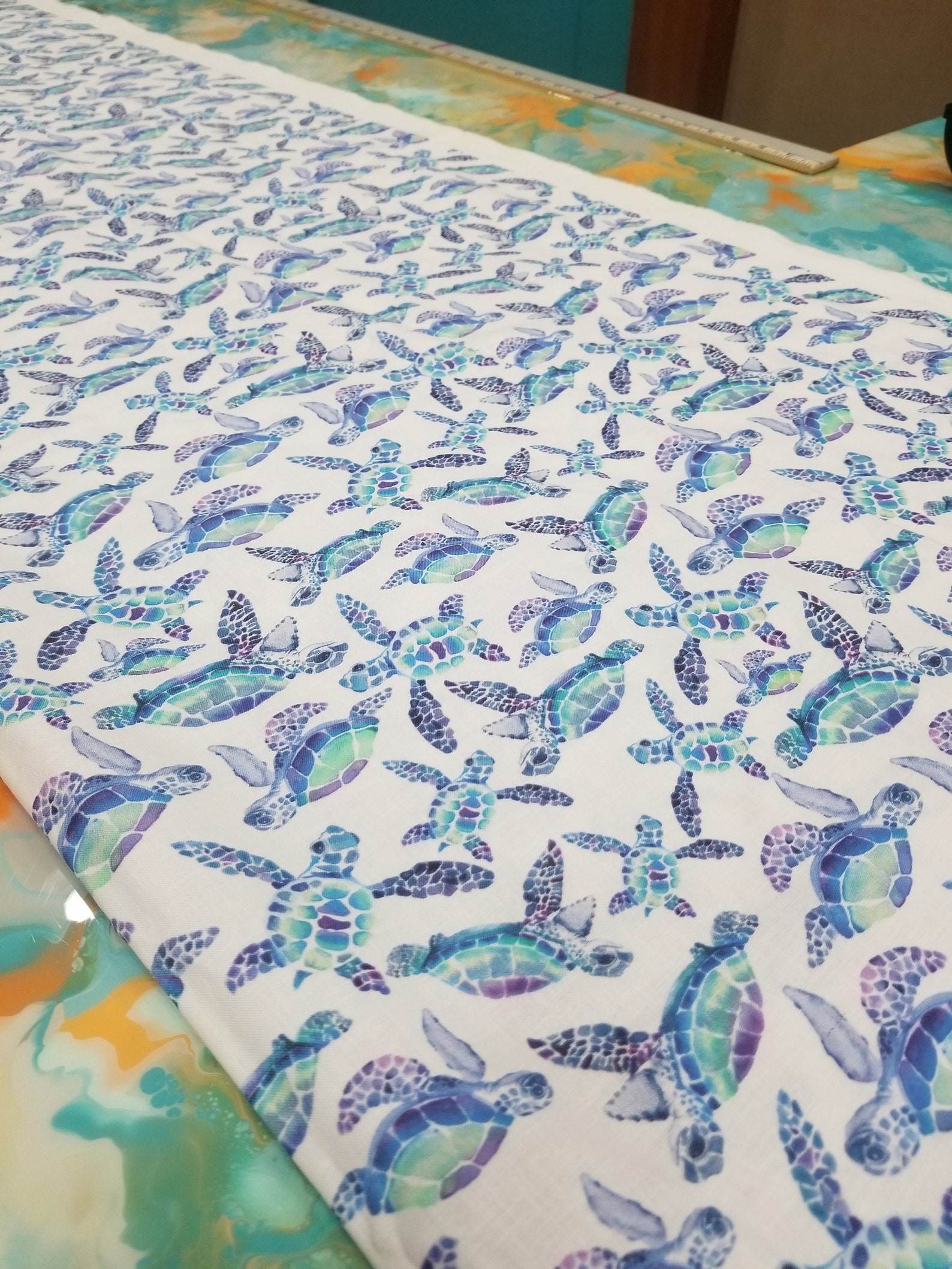 Sea Turtle Fabric Ocean Fabric Cotton Quilting Fabric Etsy