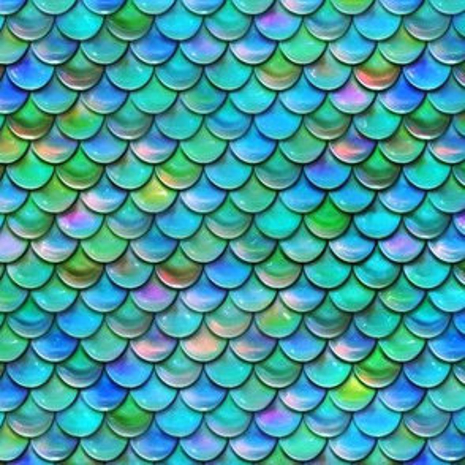 Mermaid Fabric Mermaid Scales Cotton Quilting Fabric Etsy