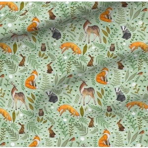 Badgers Deer Foxes Cotton Quilting Fabric