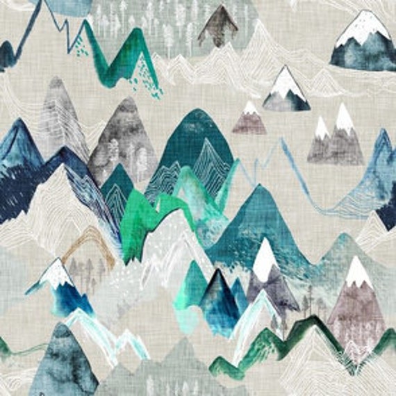 Mountain Fabric Cotton Quilting Fabric Etsy