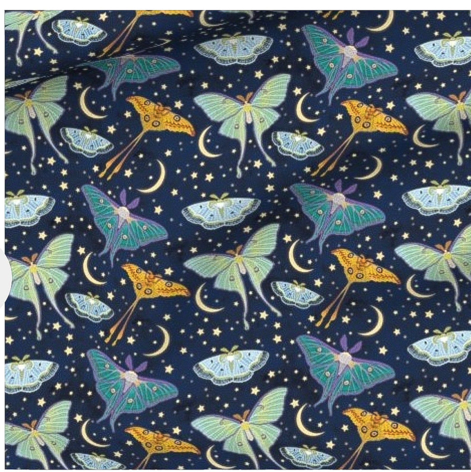 Lunar Moths Cotton Quilting Fabric Etsy