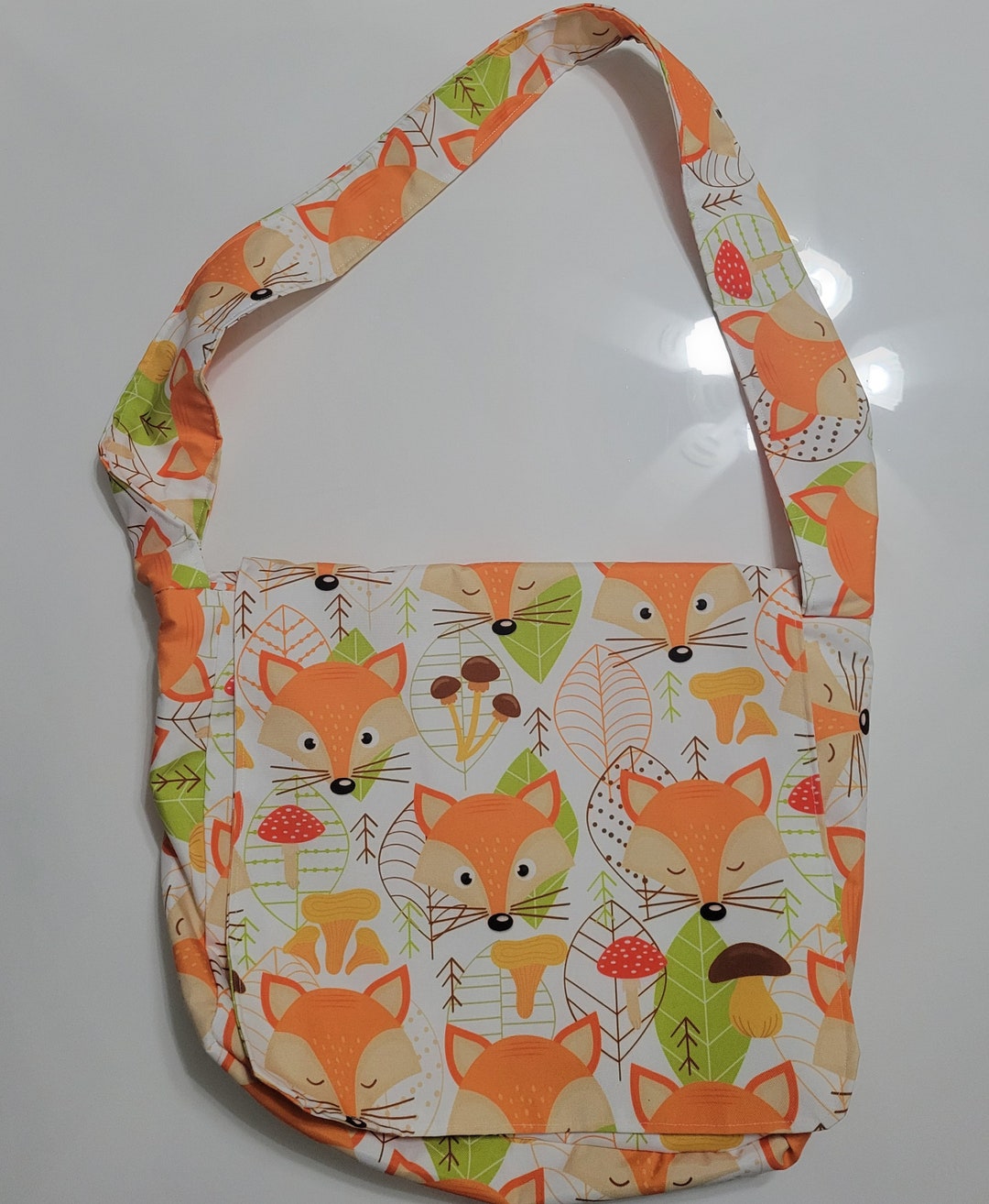 Fox Girl Flower Pattern Print Crossbody Bags