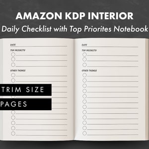 KDP Interior - Daily Checklist Notebook - Ready to upload PDF - commercial use