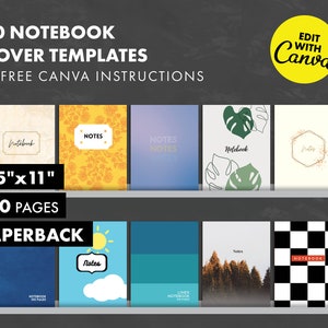 Canva KDP 8.5x11 Notebook Cover Templates + Free Canva Guide - Notebook Covers