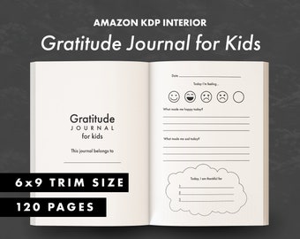 KDP Interior - Diario de gratitud para niños - Listo para cargar PDF - uso comercial