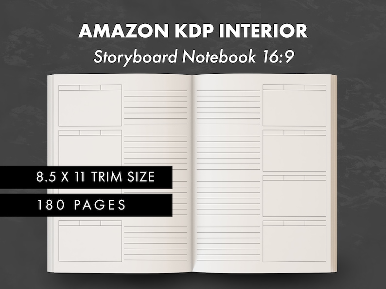 KDP Interior Storyboard Notebook 8.5 X 11 bleed 180 Etsy Canada