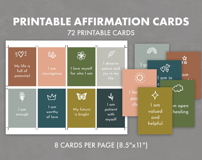 Positive Affirmation Cards, Printable Quotes, Editable Canva Template ...