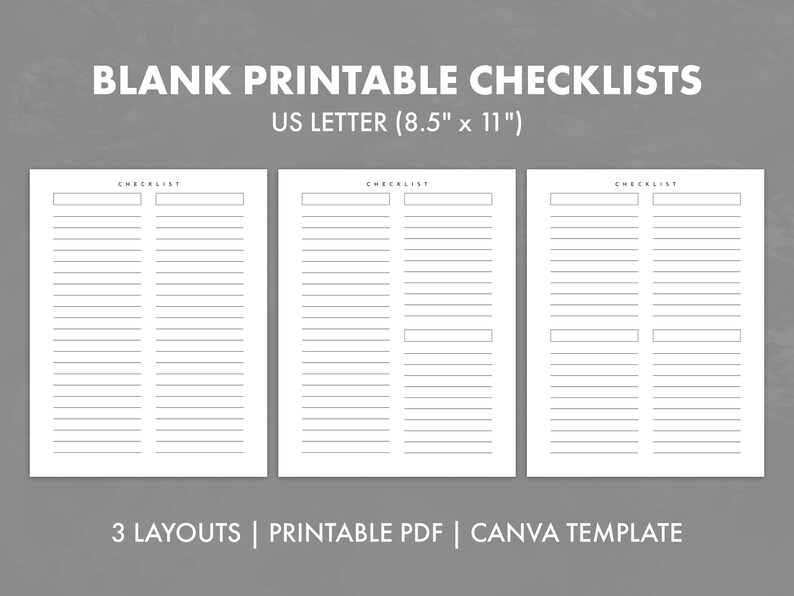 Blank Printable Checklist, US Letter Size, Printable Checklist Pages ...