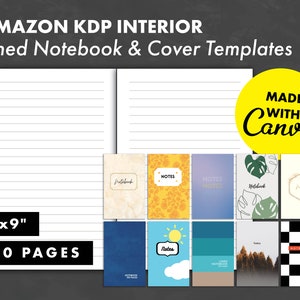 KDP Lined Notebook + Cover Templates - Includes a Free Canva Guide + Ready-to-Upload Notebook Interior - Canva Templates - KDP Interiors