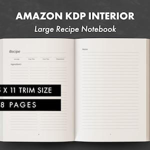 Recipe Notebook KDP Interior - Recipe Journal - Ready to upload PDF - commercial use