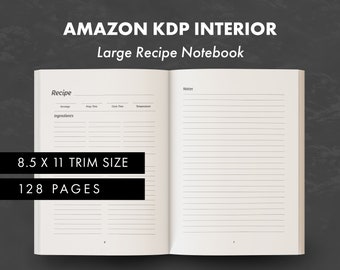 Recipe Notebook KDP Interior - Recipe Journal - Ready to upload PDF - commercial use
