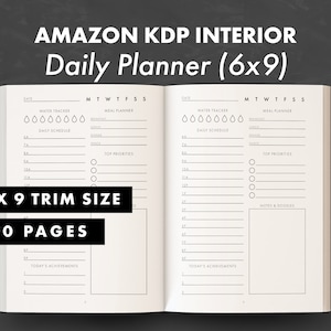 KDP Interior - Daily Planner (6x9) - Water Tracker - Meal Planner - Daily Schedule