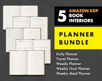 KDP Interiors - Planner Bundle - Daily Planner - Weekly Planner - Meal Planner - Goal Planner - Commercial Use