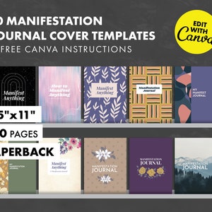 Manifestation Journal Covers + Free Canva Guide - KDP Canva Cover Templates - 8.5x11