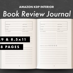 KDP Interior - Book Review Journal - Ready to upload PDF - commercial use