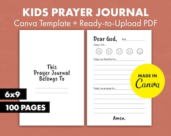 Modèle de journal de prière pour enfants - Modèle Canva et PDF prêt à télécharger