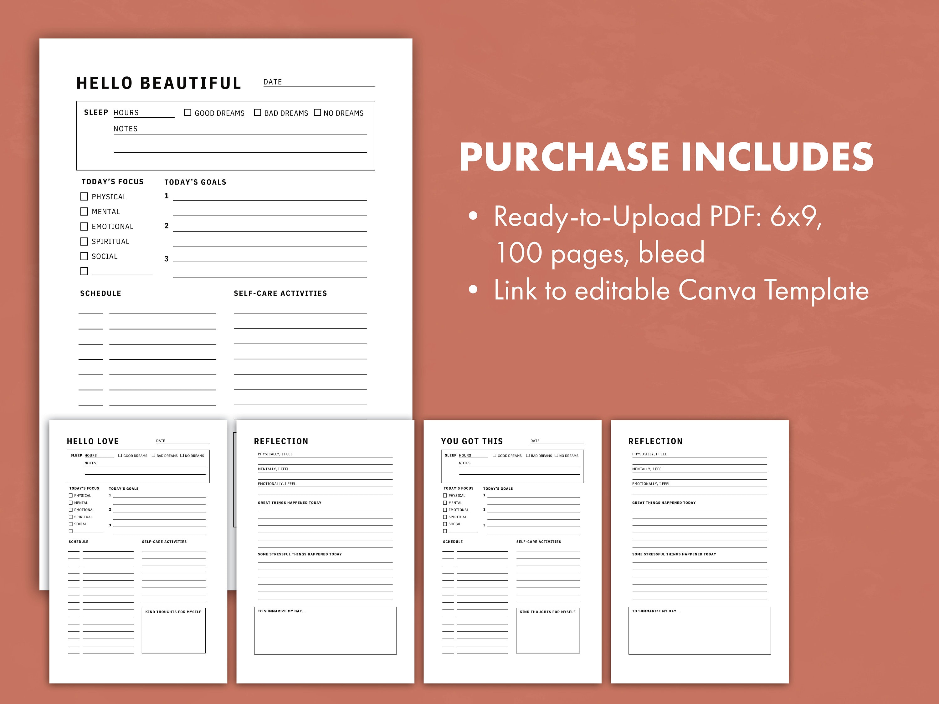 Self-care Journal KDP Interior - 6x9 - A5 - Canva Template & Ready-to ...