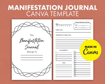 Manifestation Journal Canva Template – 100 Page Editable PDF