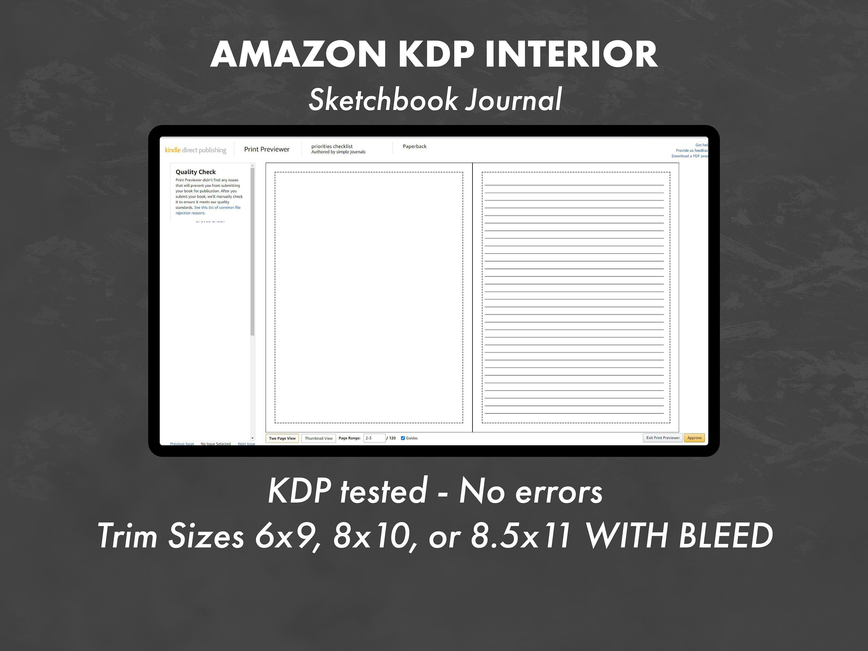 KDP Interior - Sketchbook Journal - Ready to Upload PDF - Etsy