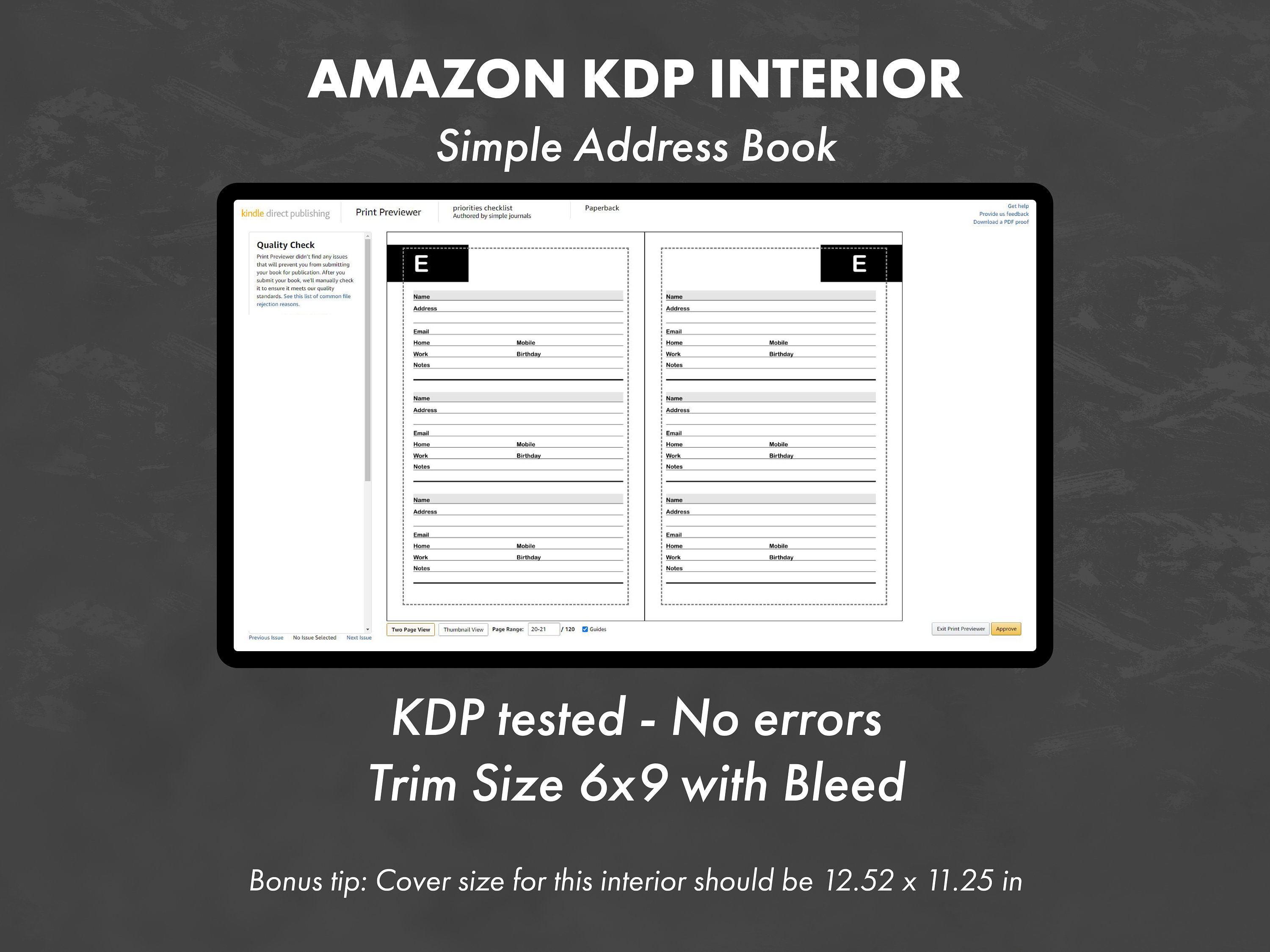 KDP Address Book Large Print Ready to Upload PDF Commercial Use Etsy