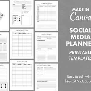Social Media Planner - Canva Template - Digital Download - Printable Planner