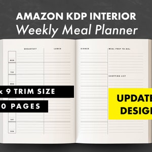 KDP - Weekly Meal Planner (6x9) - Ready to upload PDF - commercial use