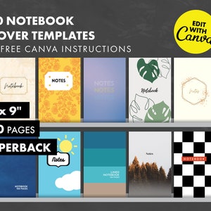 Canva KDP Paperback Cover Templates + Free Canva Guide - Notebook Covers