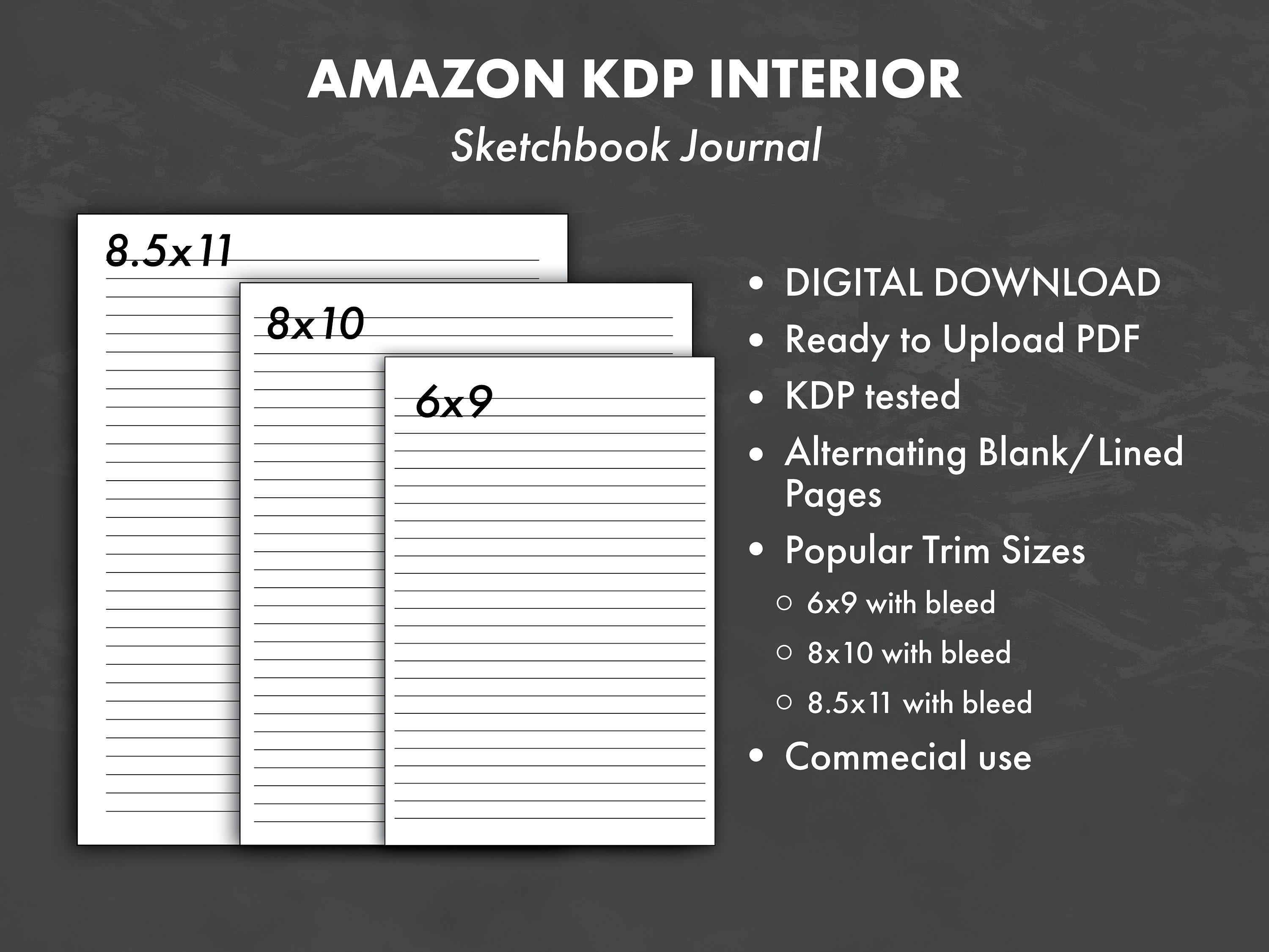 KDP Interior - Sketchbook Journal - Ready to Upload PDF - Etsy