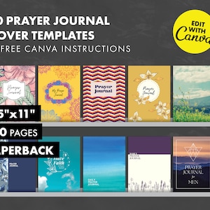 Canva KDP Cover Templates + Free Canva Guide -  8.5x11 Prayer Journal Covers