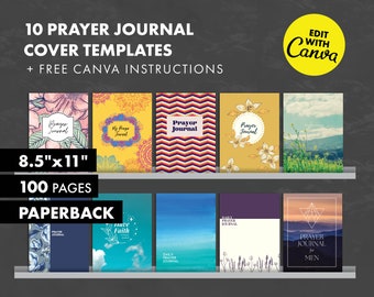 Canva KDP Cover Templates + Free Canva Guide -  8.5x11 Prayer Journal Covers