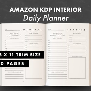 KDP Interiors - Daily Planner with Water Tracker and Meal Planner - Daily Schedule - US Letter size