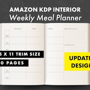 KDP - Weekly Meal Planner (8.5x11) - Ready to upload PDF - commercial use - printable