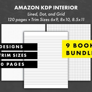 KDP Interior - Blank Lined Notebook, Dotted Journal, Grid Journal - Printable Template