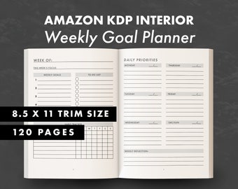 KDP - Weekly Goal Planner (8.5x11) - To-Do List, Habit Tracker, Weekly Reflection