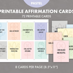 Printable Affirmation Cards, Editable Card Template, Motivational Cards, Self Care Deck