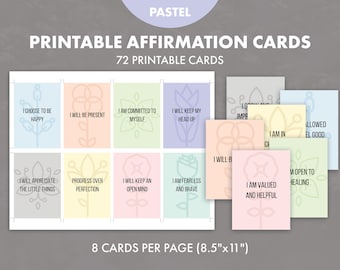 Druckbare Affirmationskarten, bearbeitbare Kartenvorlage, Motivationskarten, Self Care Deck