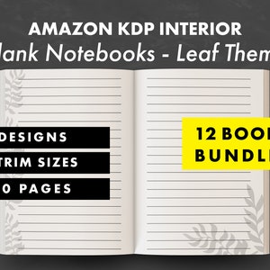KDP Interiors - Notebook Interior - Leaf and Tree Design - Ready to Upload - Blank Book Template