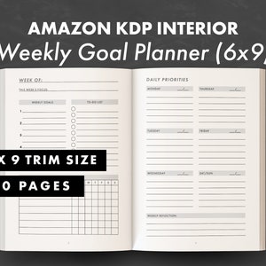 KDP - Weekly Goal Planner 6x9 - To-Do List, Habit Tracker, Weekly Reflection, Daily Journal, Goal Tracker