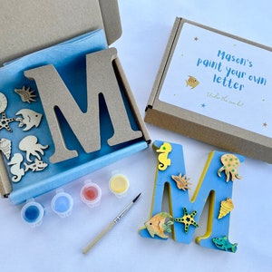 Kids paint your own letter | Personalised paint your own initial | Under the sea craft | Under the sea party favour | Boy birthday gift UK