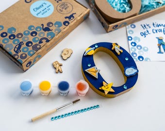 Personalized Space Letter Painting Kit: DIY Kids Craft, Galactic Decor