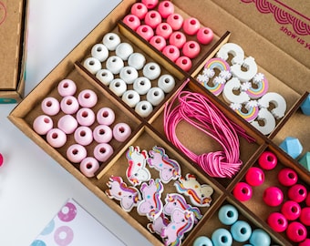 Personalized Unicorn Bracelet Kit: Custom Rainbow Jewellery Bead Craft Set
