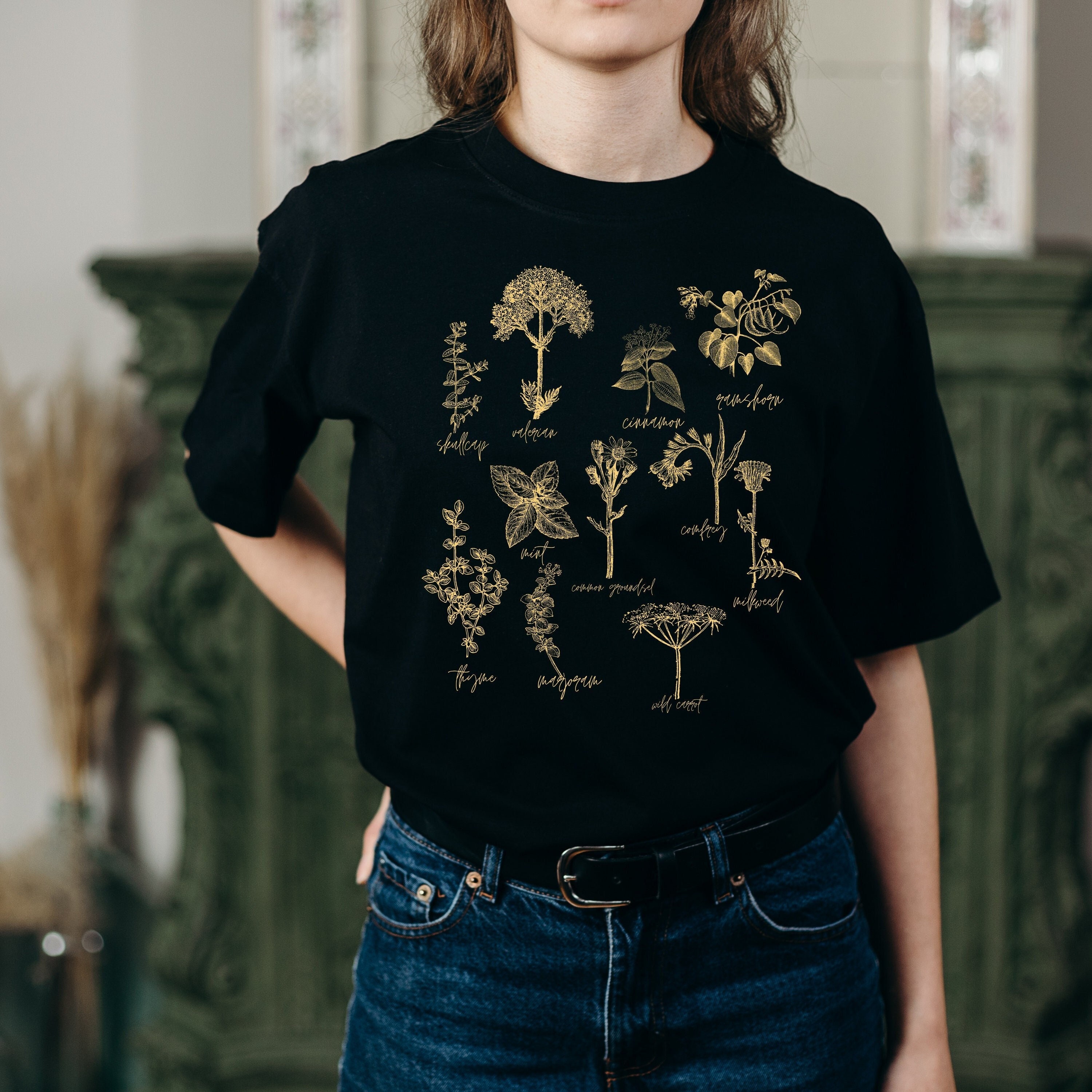 Botany Oversized TShirt Mandrake Herbal Tee Boho Witchy 