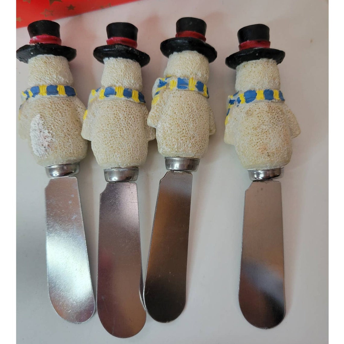 Set of 4 Holiday Snowman Cheese Appetizer Knives Spreader Etsy