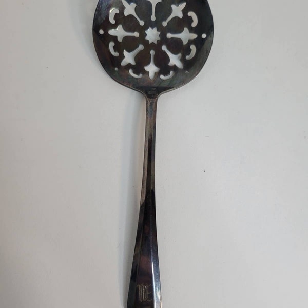 Antique Wm Rogers & Sons Silver Plated Slotted Serving Spoon PAT Aug 2 1917 Collectible Kitchen Dining Serveware Silverware