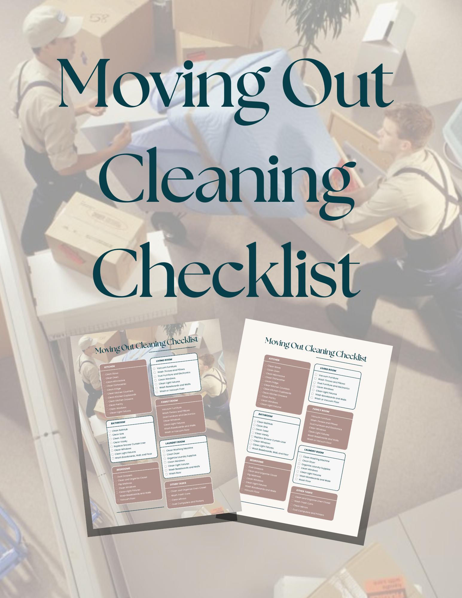 Move Out Cleaning Checklist Printable | Apartment Cleaning List | End ...